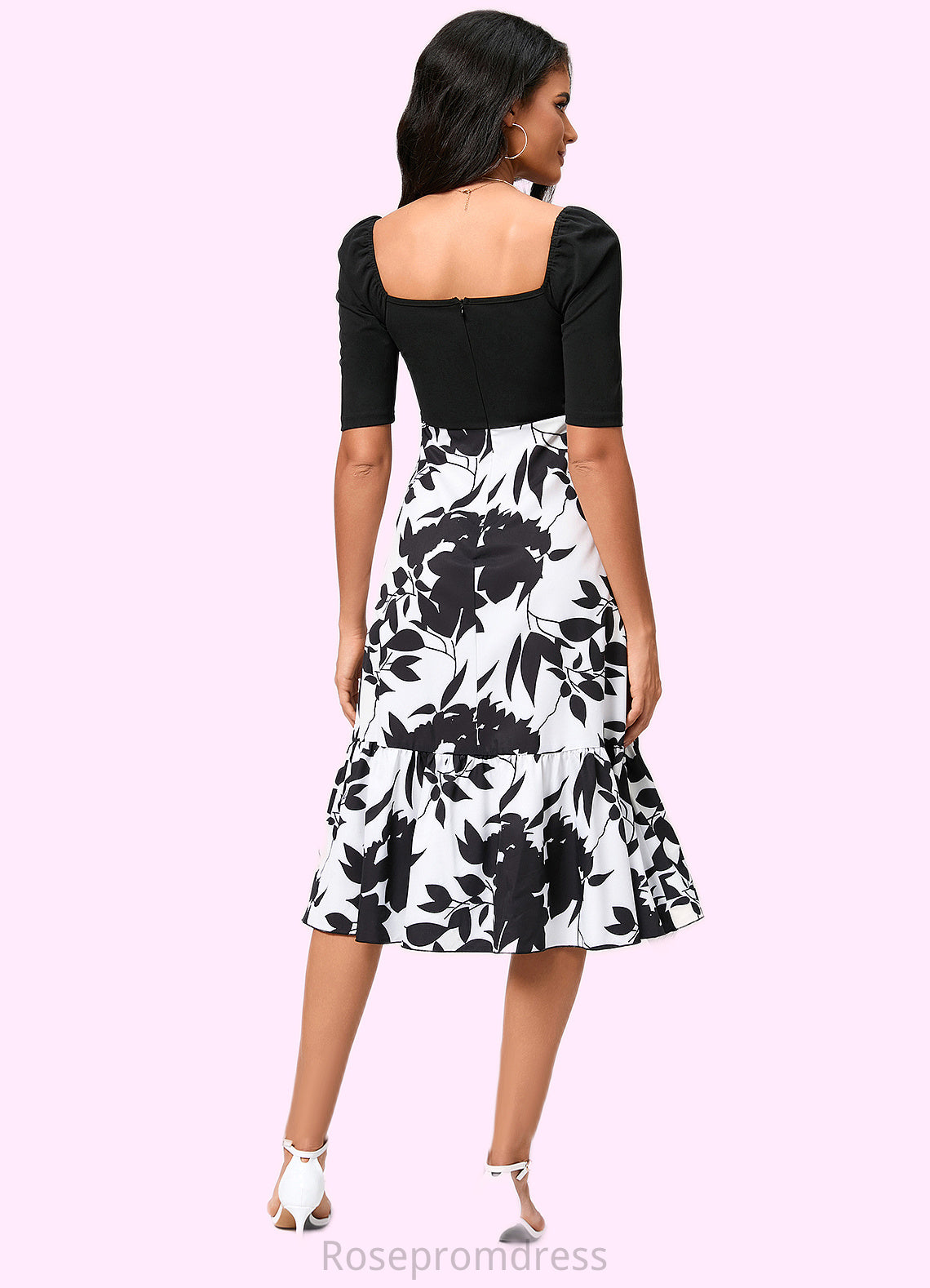 Daphne A-line Square Asymmetrical Polyester Cocktail Dress With Cascading Ruffles SRSP0022292