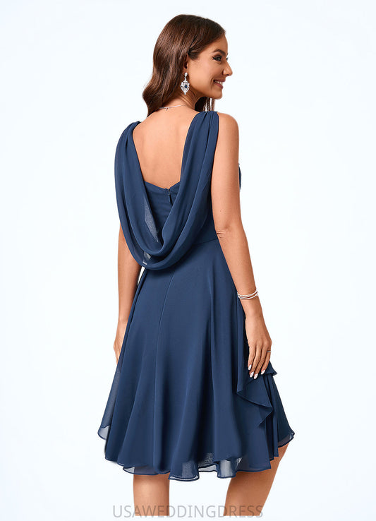 Yareli A-line V-Neck Knee-Length Chiffon Cocktail Dress DSP0022303