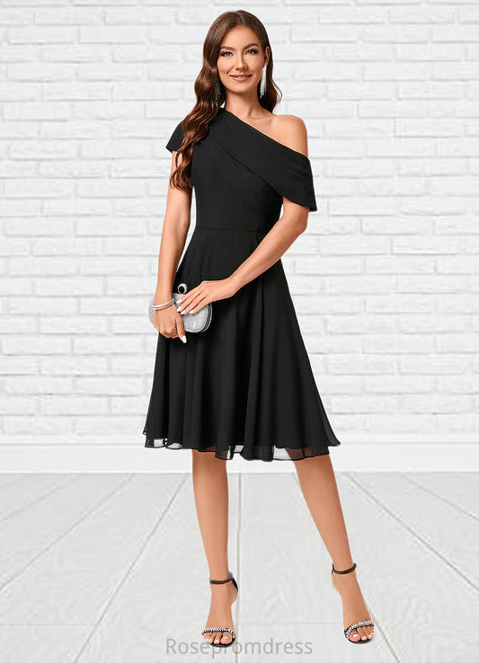 Ayanna A-line One Shoulder Knee-Length Chiffon Cocktail Dress With Ruffle SRSP0022309