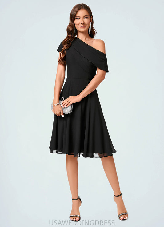Lindsay A-line One Shoulder Knee-Length Chiffon Cocktail Dress With Ruffle DSP0022309