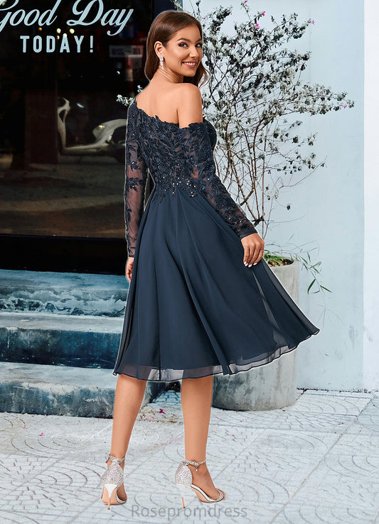 Ashley A-line One Shoulder Knee-Length Chiffon Lace Sequin Cocktail Dress With Sequins SRSP0022310