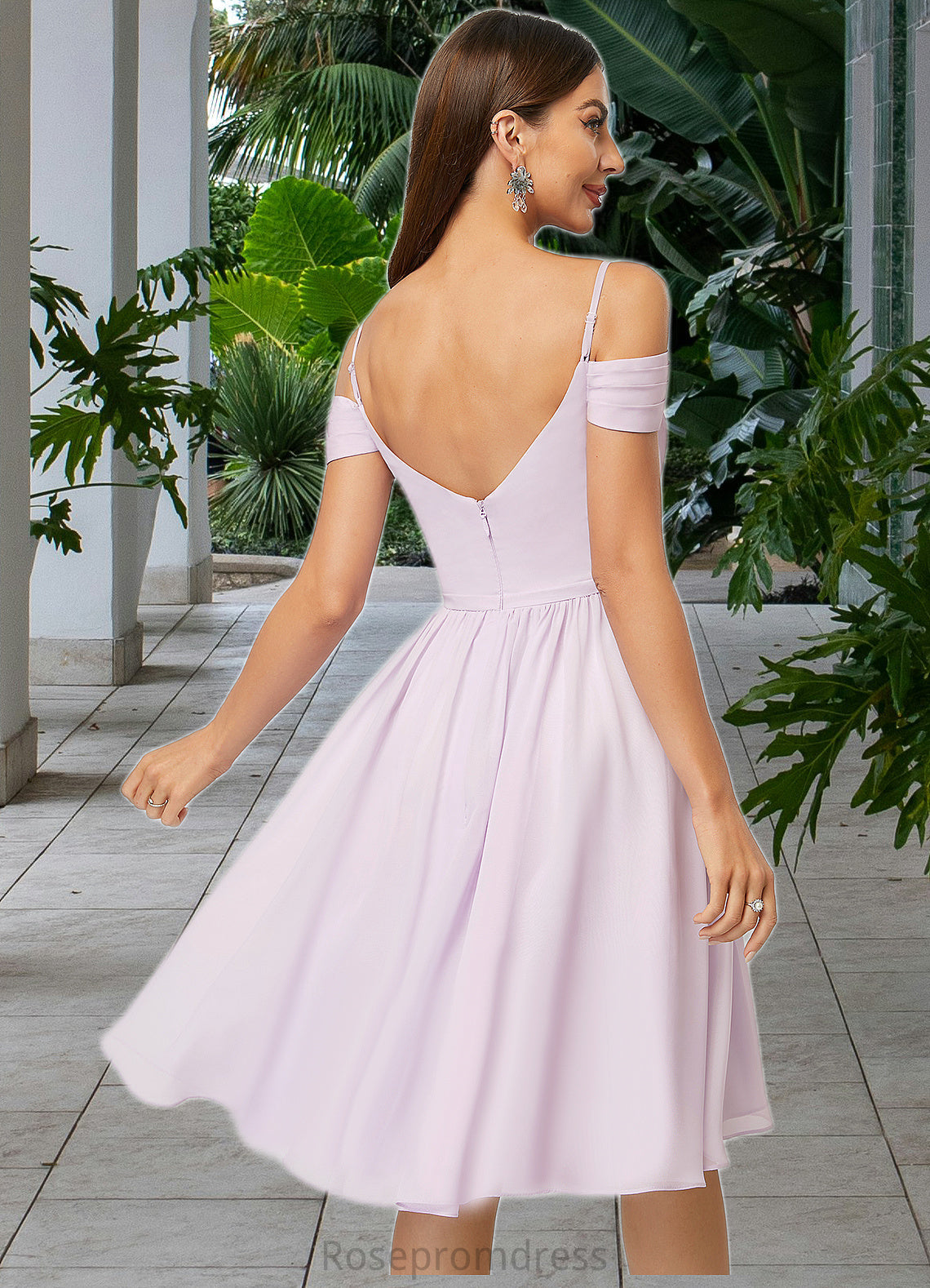 Carina A-line V-Neck Knee-Length Chiffon Cocktail Dress With Pleated SRSP0022367