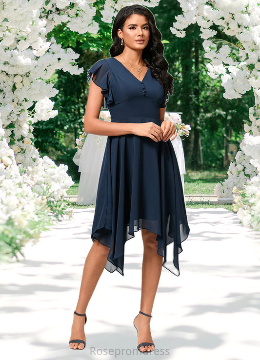 Paloma A-line V-Neck Tea-Length Chiffon Cocktail Dress SRSP0022409
