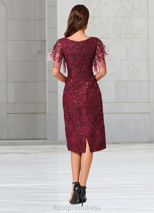 Hillary A-line Off the Shoulder Knee-Length Lace Sequin Cocktail Dress With Sequins SRSP0022420