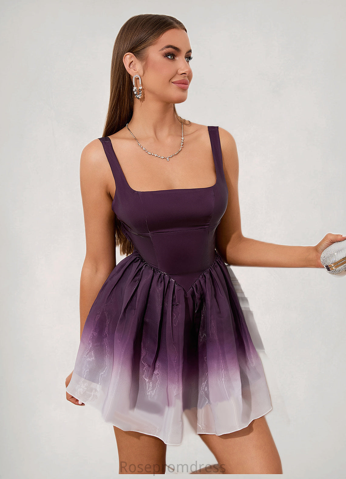 Phoebe Ruffle Straight Sexy A-line Organza Mini Dresses SRSP0022481