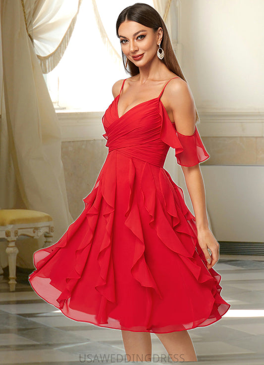 Olga A-line Cold Shoulder Knee-Length Chiffon Cocktail Dress With Cascading Ruffles DSP0022513