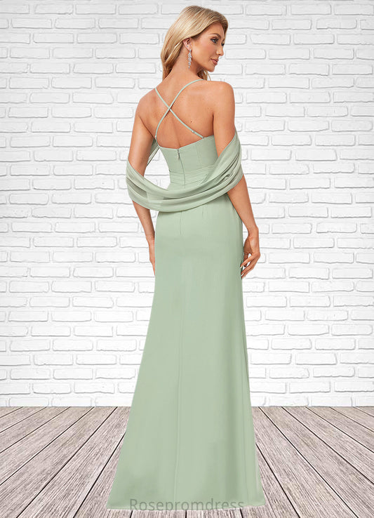 Naima Trumpet/Mermaid V-Neck Floor-Length Chiffon Bridesmaid Dress SRSP0022587