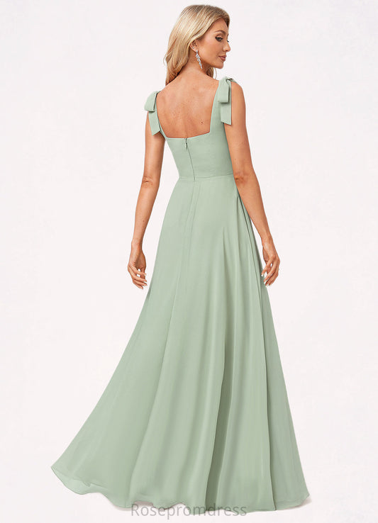 Marilyn A-line Square Floor-Length Chiffon Bridesmaid Dress With Bow SRSP0022588