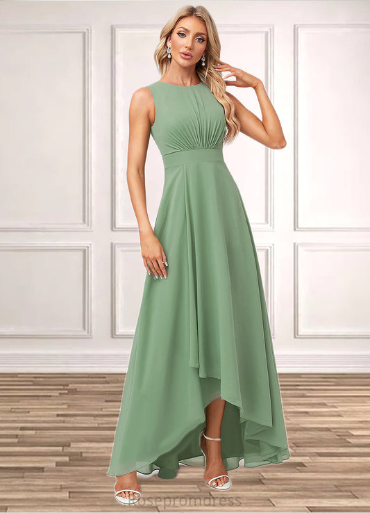 Kiersten A-line Scoop Asymmetrical Chiffon Bridesmaid Dress SRSP0022589