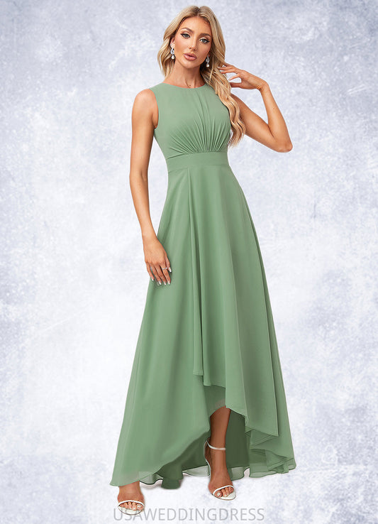 Lorna A-line Scoop Asymmetrical Chiffon Bridesmaid Dress DSP0022589
