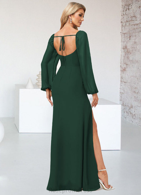 Ashlynn A-line Scoop Floor-Length Chiffon Bridesmaid Dress SRSP0022593