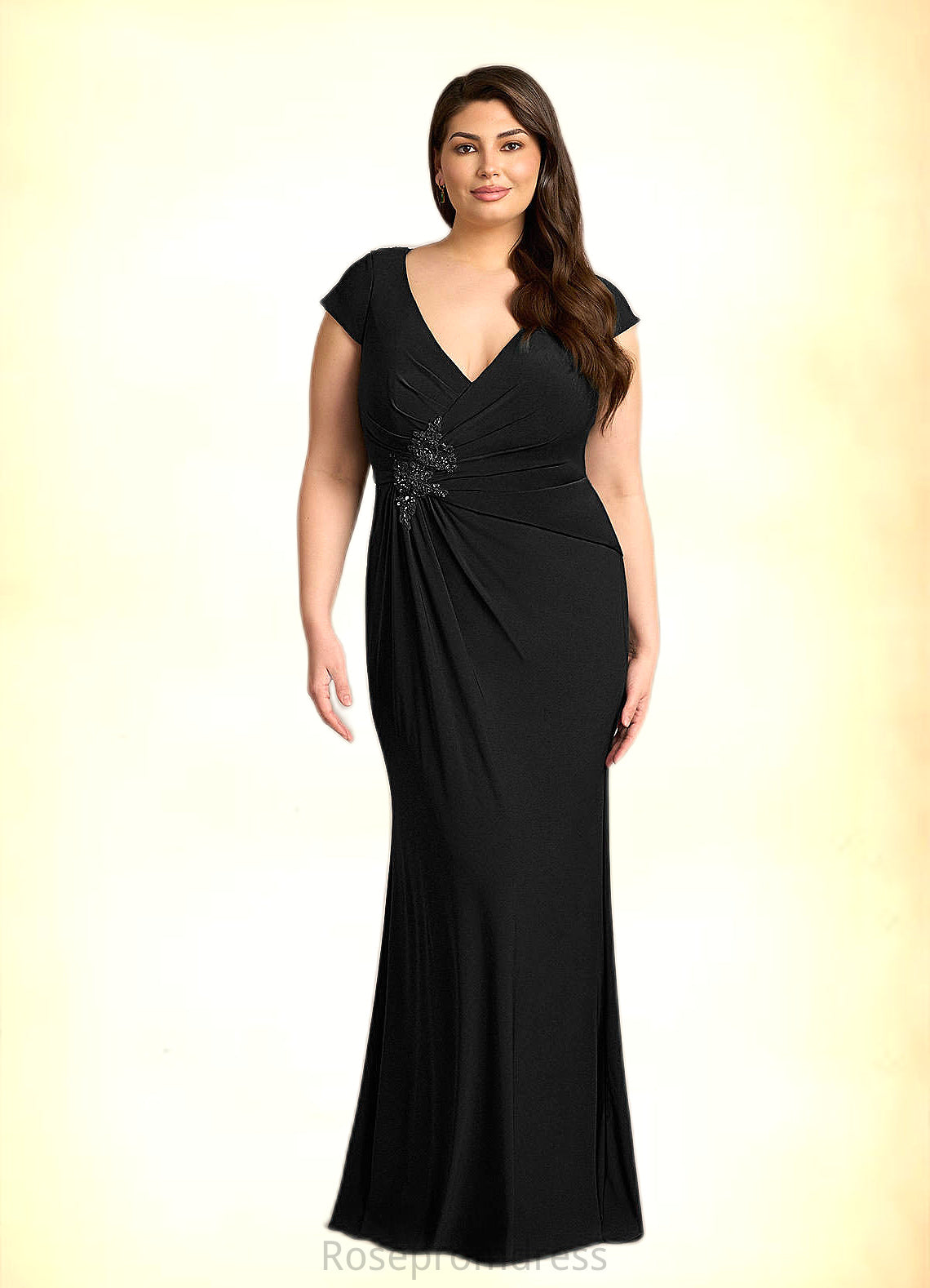 Emilia Mermaid V-Neck Sequins Lace Floor-Length Dress SRSP0022653
