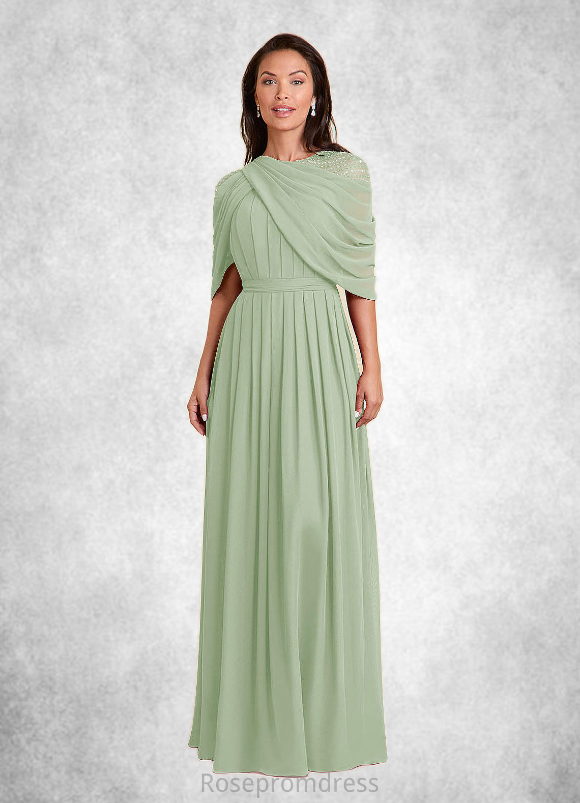 Isabell A-Line Sequins Chiffon Floor-Length Dress SRSP0022659