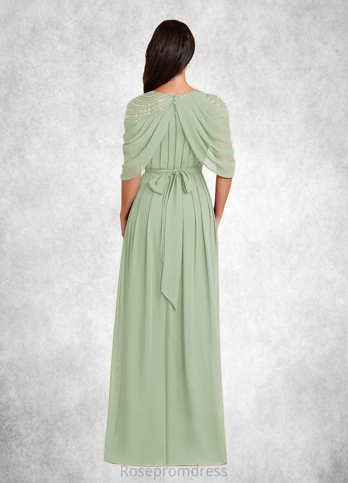 Isabell A-Line Sequins Chiffon Floor-Length Dress SRSP0022659