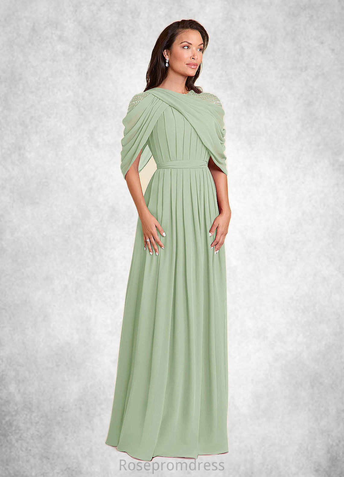 Isabell A-Line Sequins Chiffon Floor-Length Dress SRSP0022659