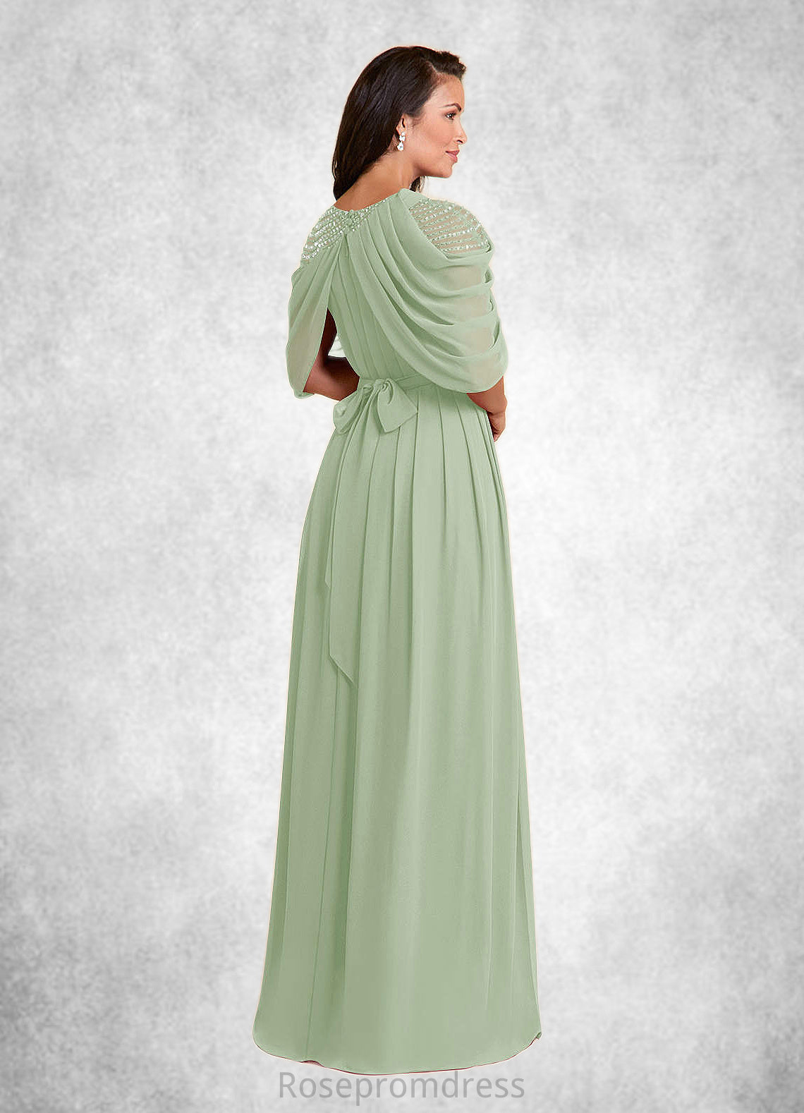 Isabell A-Line Sequins Chiffon Floor-Length Dress SRSP0022659