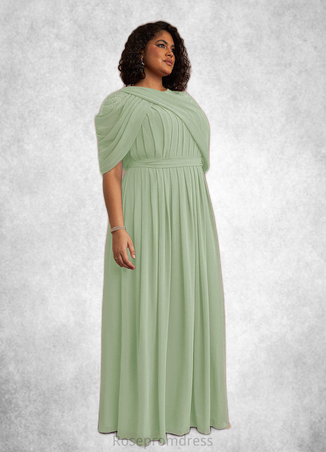 Isabell A-Line Sequins Chiffon Floor-Length Dress SRSP0022659