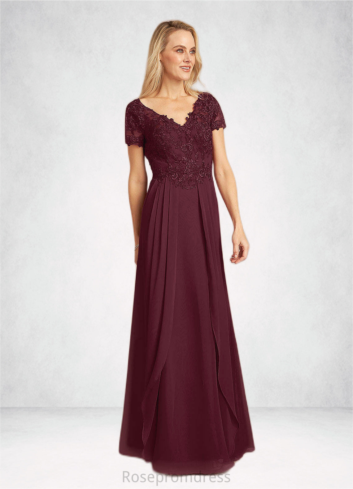 Natalia A-Line Lace Chiffon Floor-Length Dress SRSP0022662