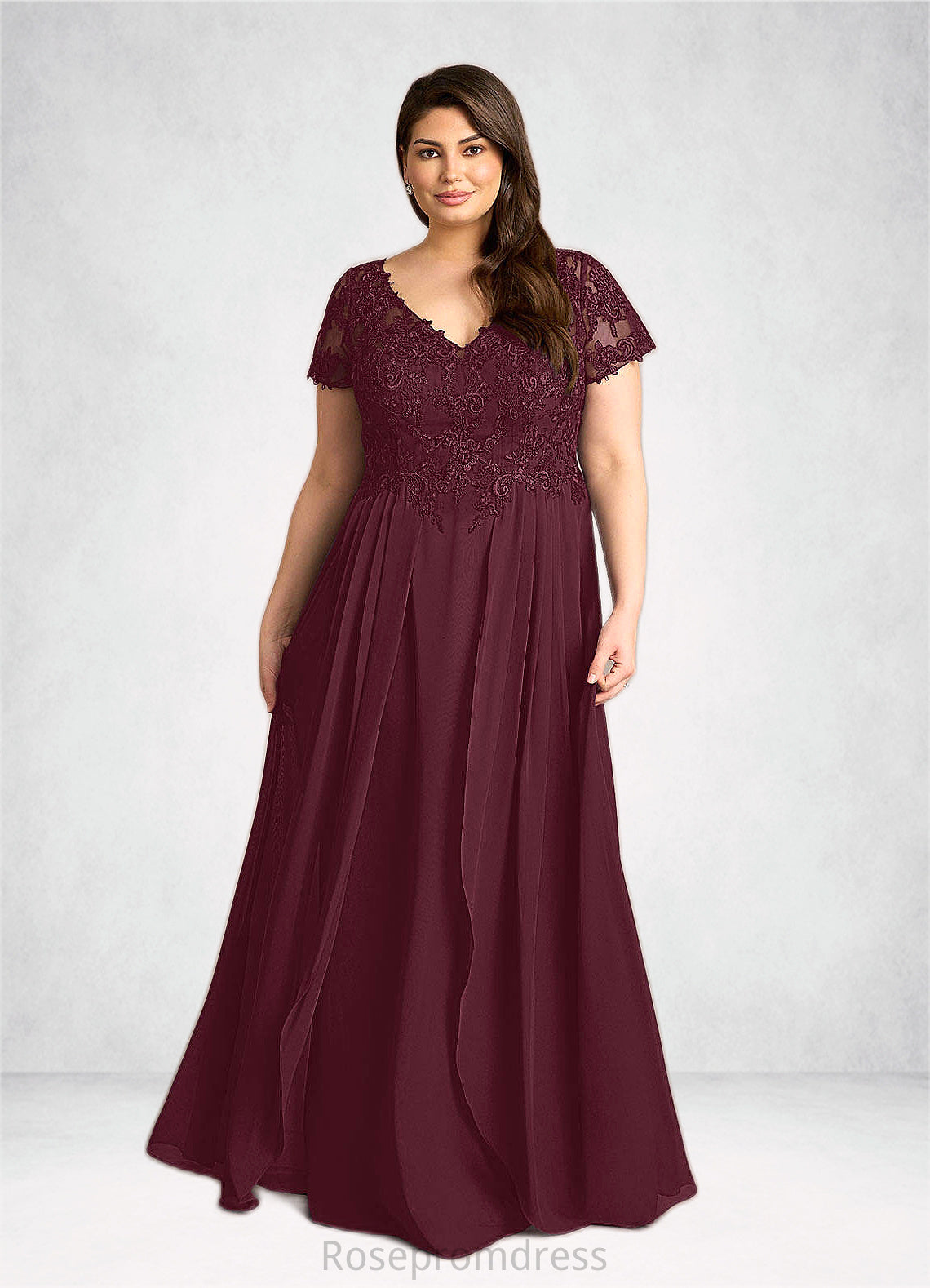 Natalia A-Line Lace Chiffon Floor-Length Dress SRSP0022662