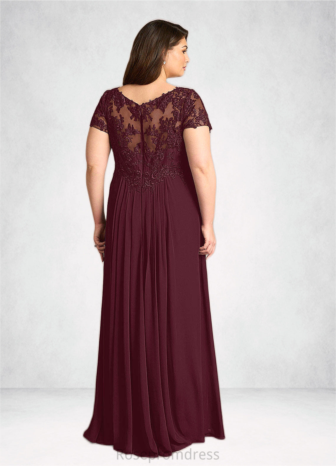 Natalia A-Line Lace Chiffon Floor-Length Dress SRSP0022662