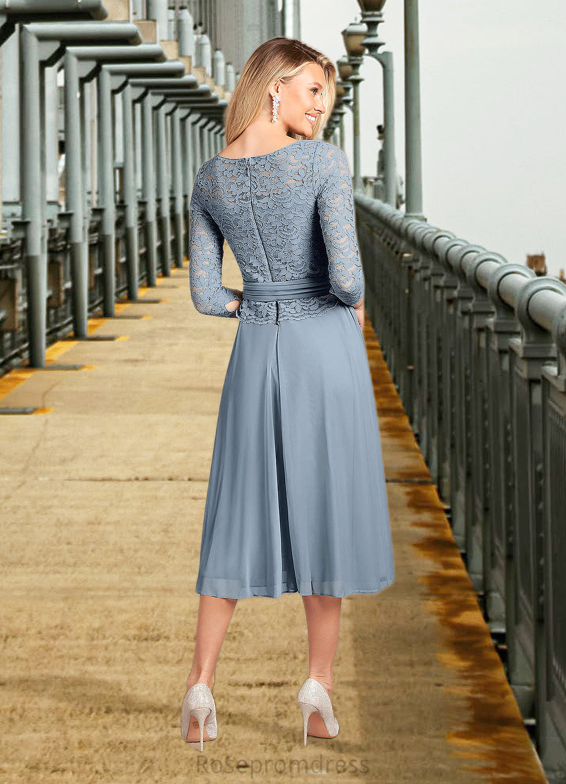 Ruth A-Line Lace Tea-Length Dress SRSP0022664