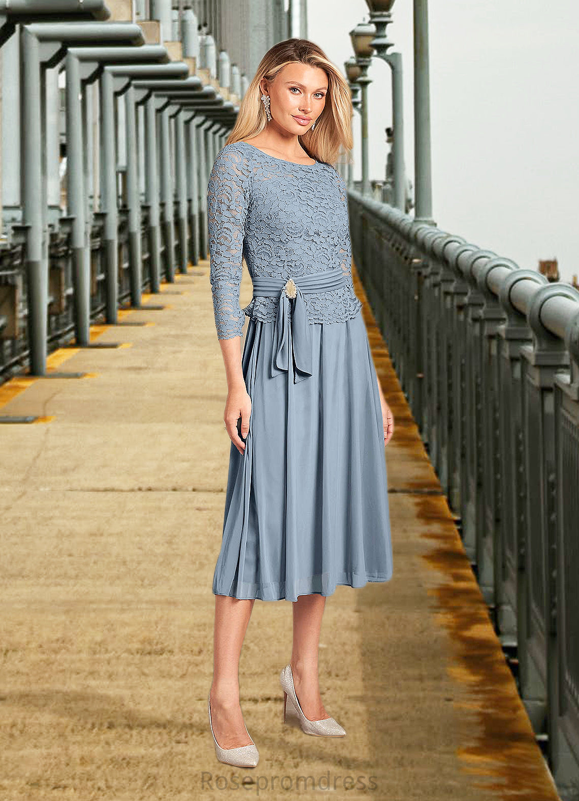 Ruth A-Line Lace Tea-Length Dress SRSP0022664