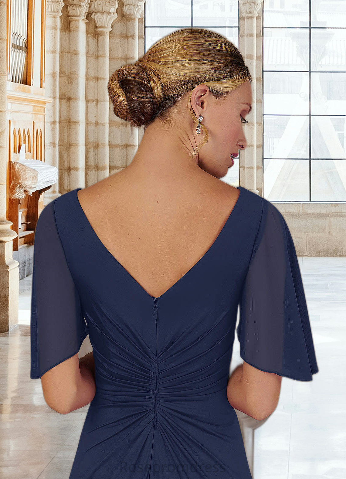 Rosa A-Line Pleated Jersey Floor-Length Dress SRSP0022667