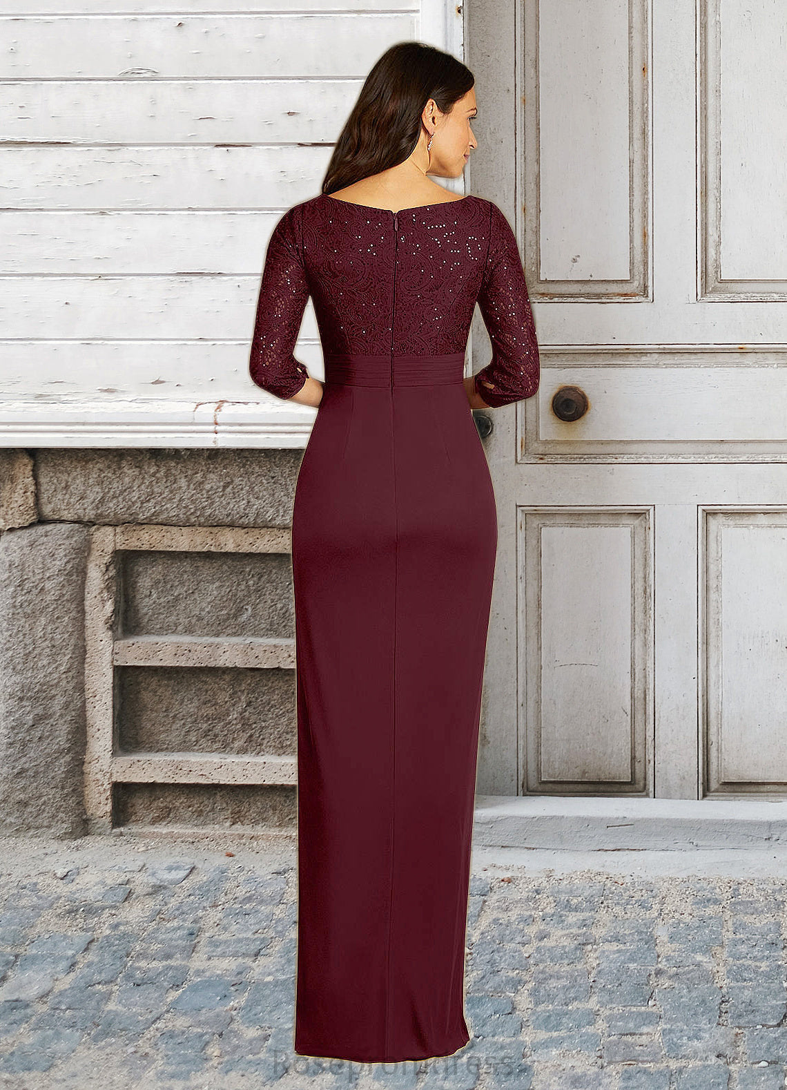 Araceli Sheath Scoop Sequins Lace Floor-Length Dress SRSP0022672