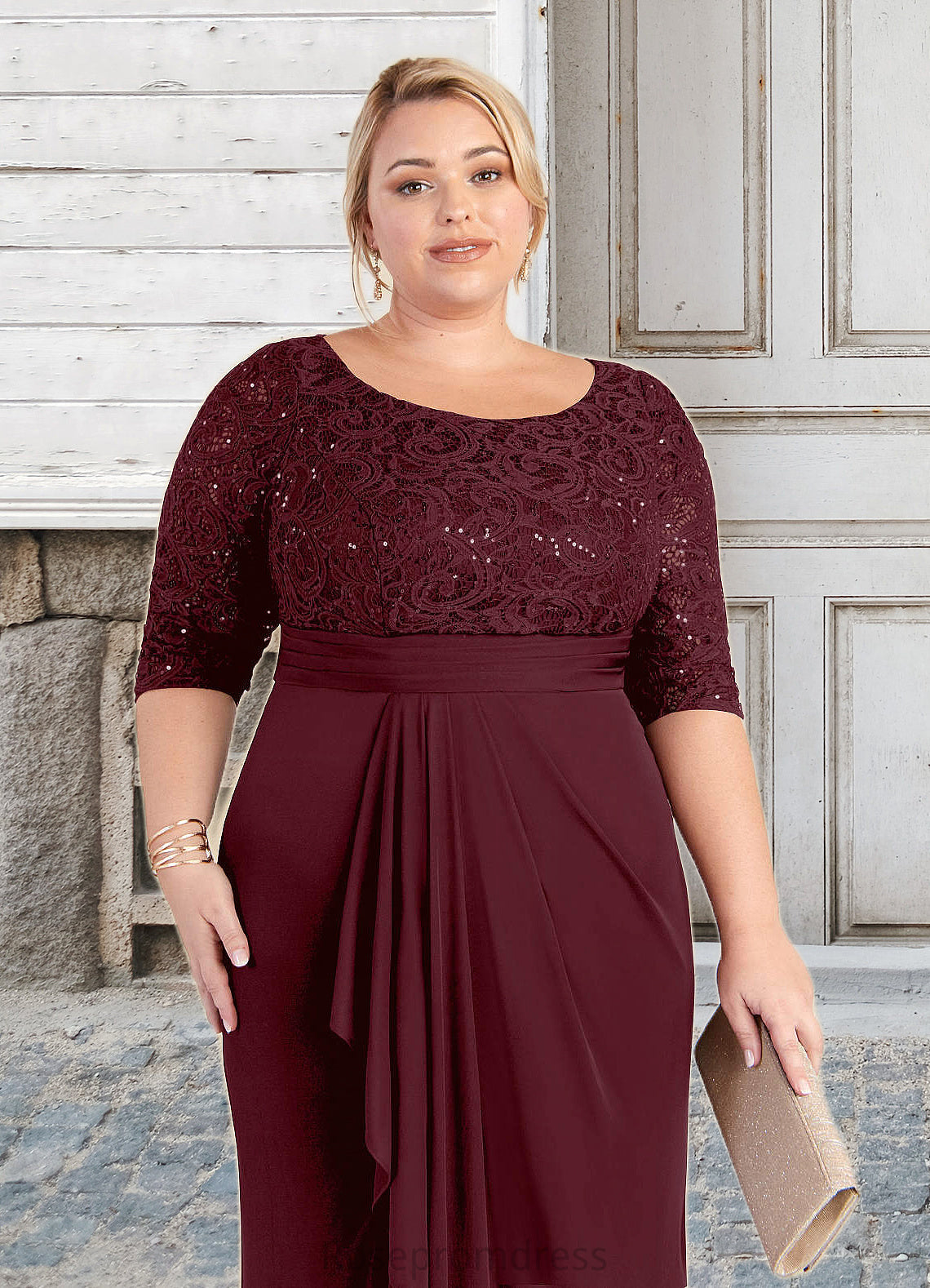 Araceli Sheath Scoop Sequins Lace Floor-Length Dress SRSP0022672