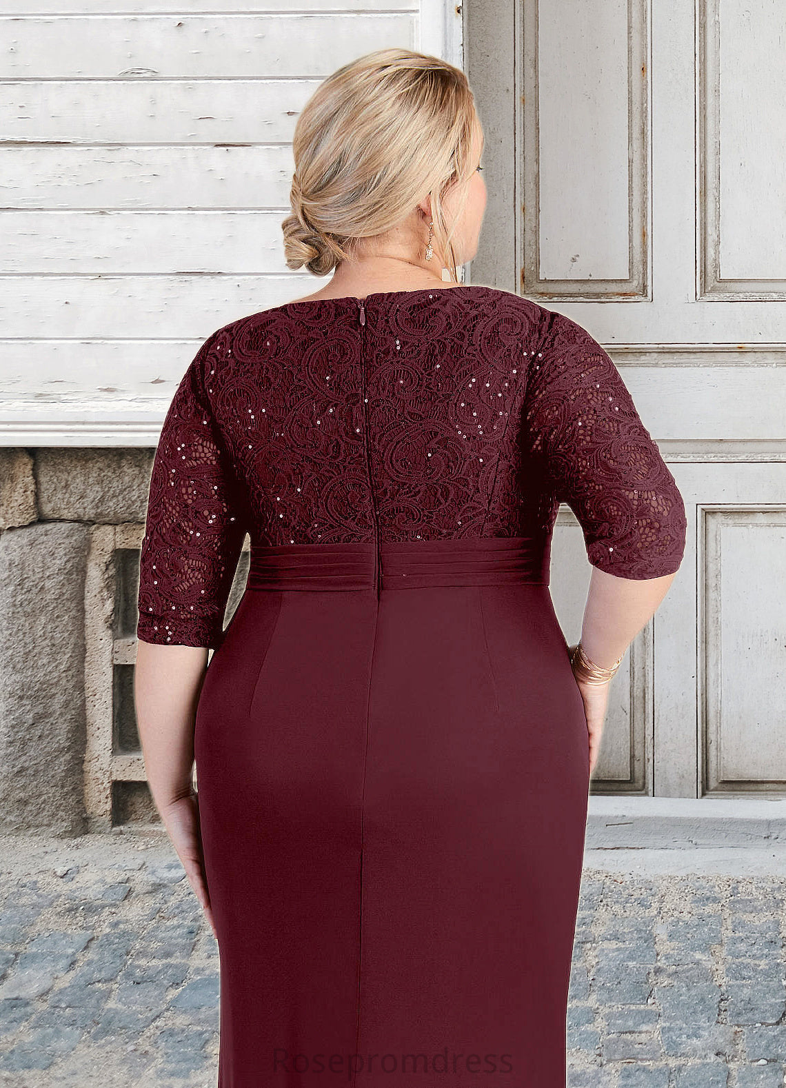 Araceli Sheath Scoop Sequins Lace Floor-Length Dress SRSP0022672