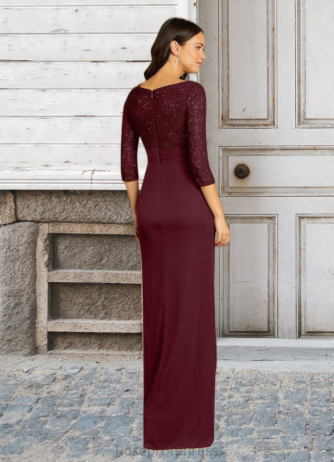 Araceli Sheath Scoop Sequins Lace Floor-Length Dress SRSP0022672
