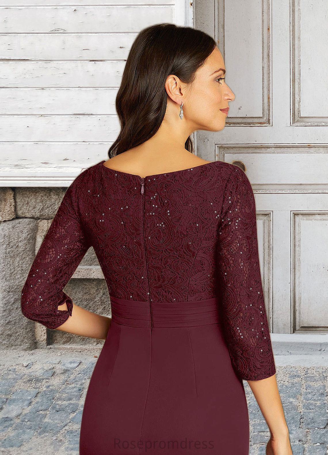 Araceli Sheath Scoop Sequins Lace Floor-Length Dress SRSP0022672