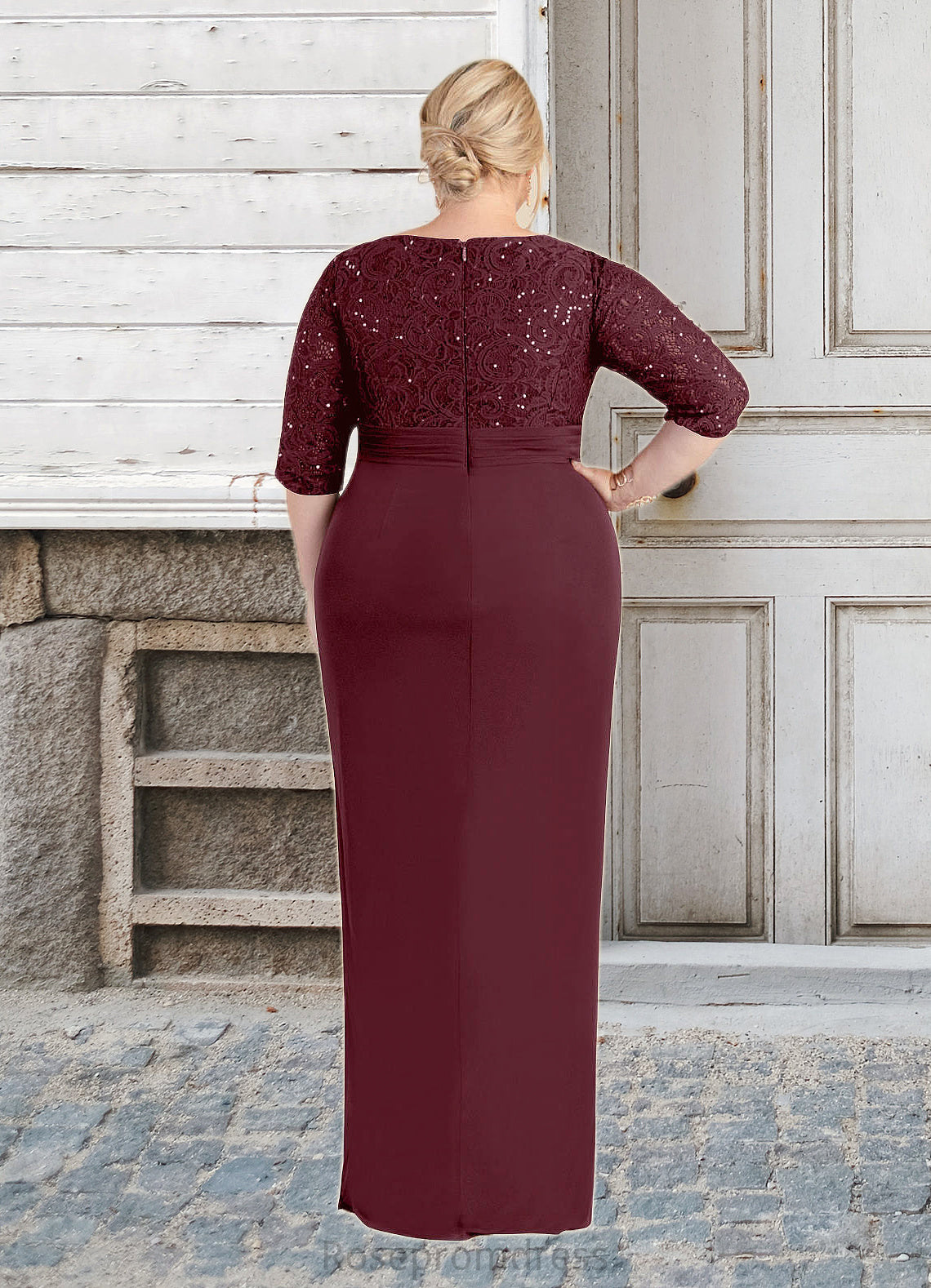 Araceli Sheath Scoop Sequins Lace Floor-Length Dress SRSP0022672