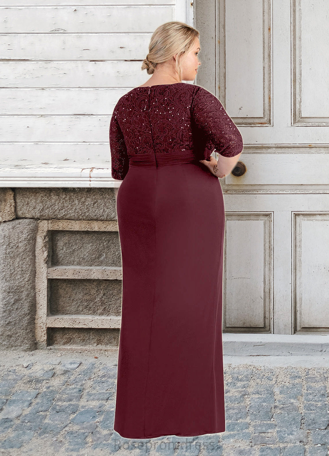 Araceli Sheath Scoop Sequins Lace Floor-Length Dress SRSP0022672