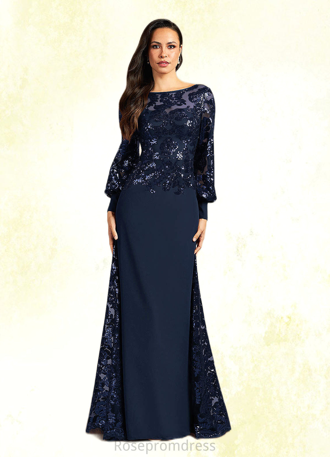 Jadyn Mermaid Sequins Lace Floor-Length Dress SRSP0022689
