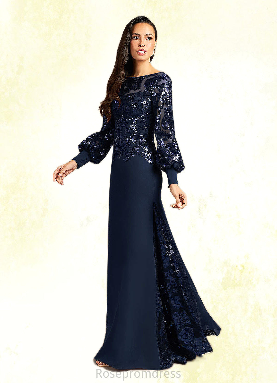 Jadyn Mermaid Sequins Lace Floor-Length Dress SRSP0022689