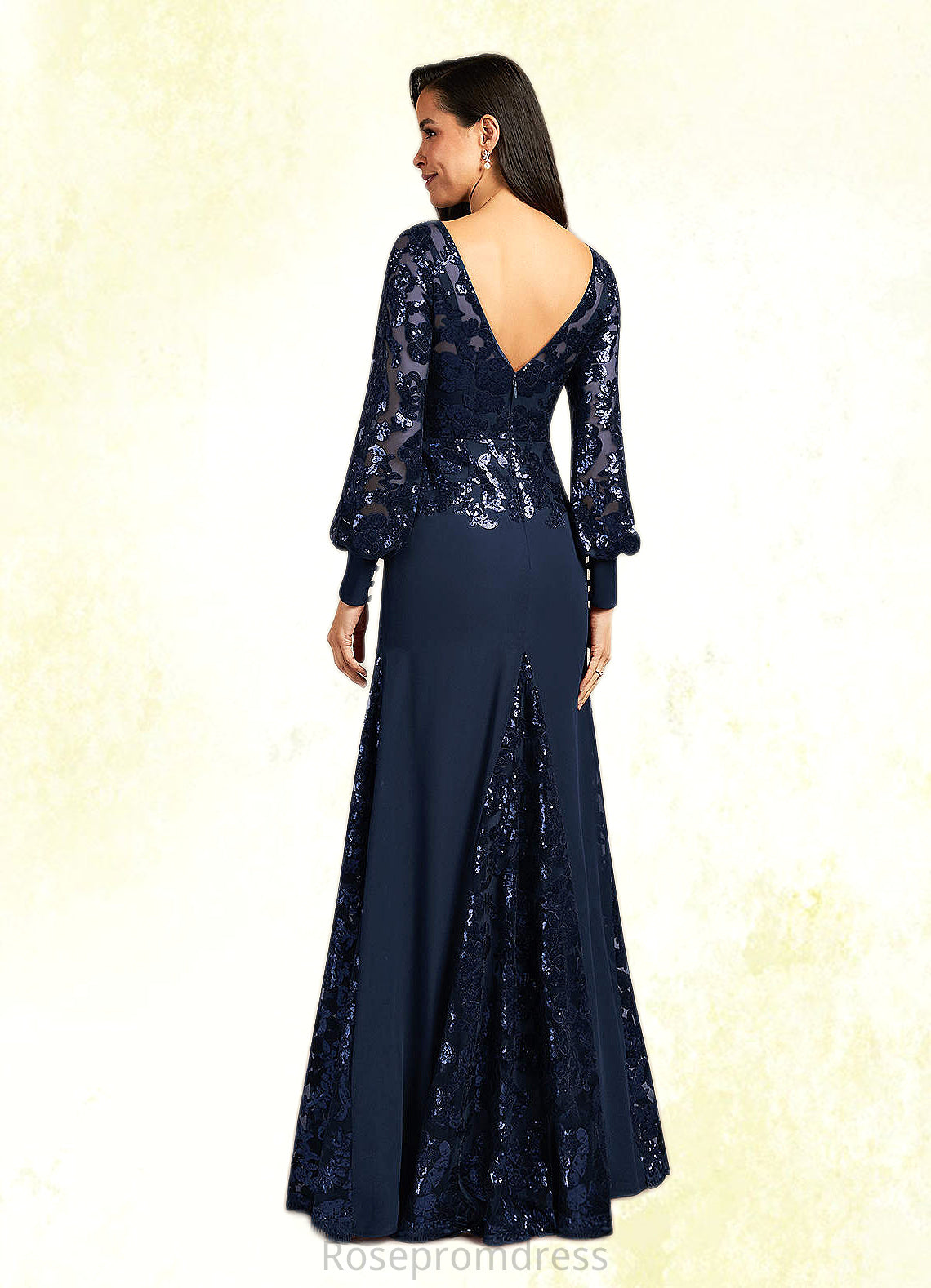 Jadyn Mermaid Sequins Lace Floor-Length Dress SRSP0022689