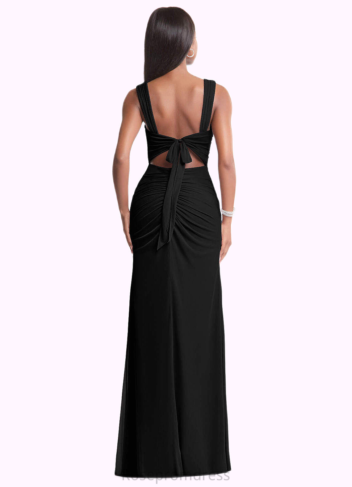 Mckinley Sheath Ruched Mesh Floor-Length Dress black SRSP0022704