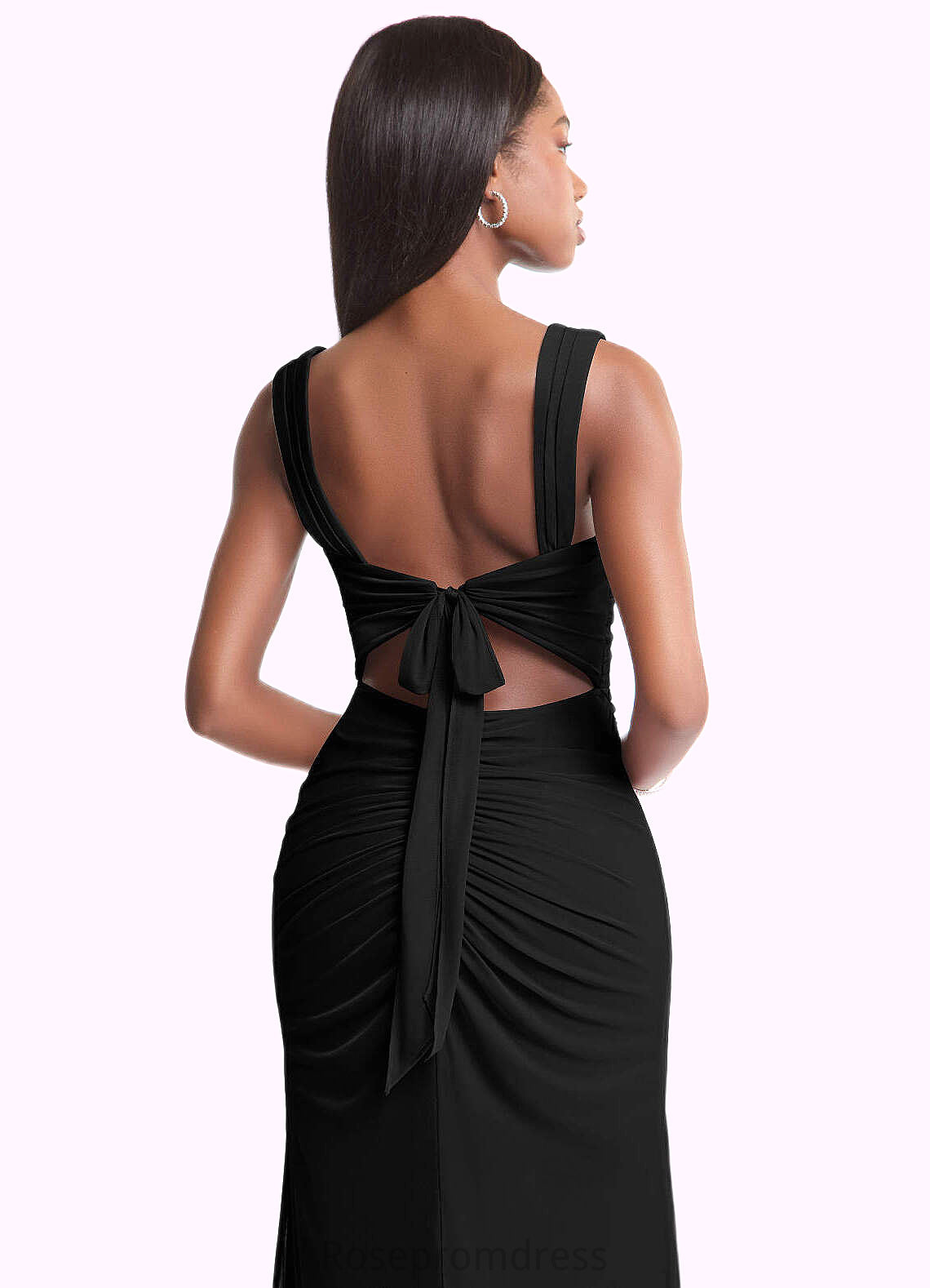 Mckinley Sheath Ruched Mesh Floor-Length Dress black SRSP0022704