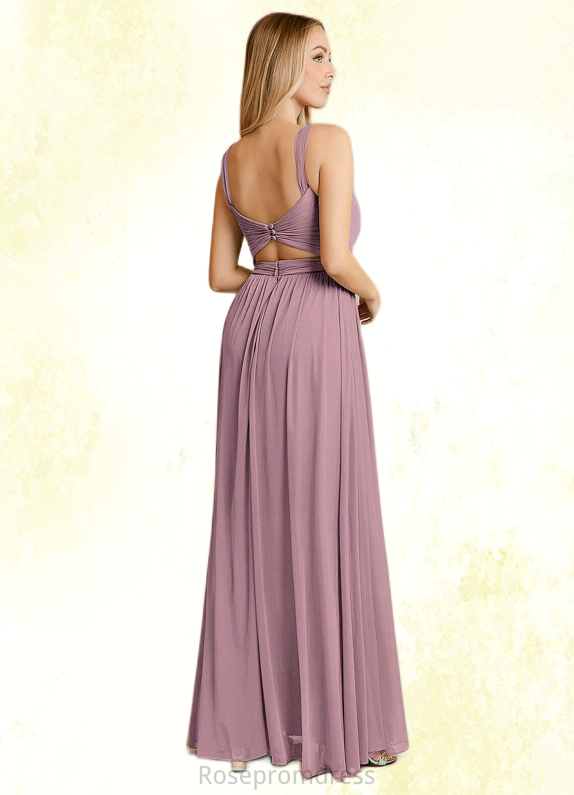 Sanai A-Line Convertible Mesh Floor-Length Dress dusty rose SRSP0022727