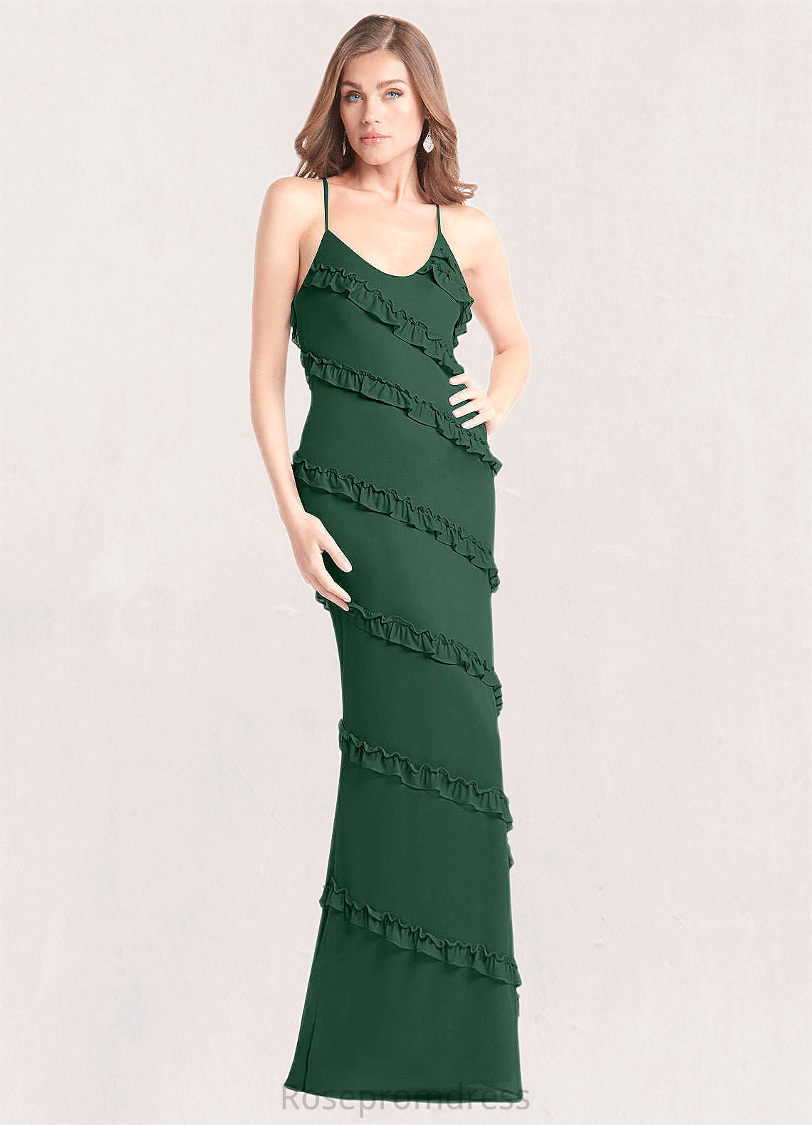 Tara Mermaid Mesh Floor-Length Dress Dark Green SRSP0022739