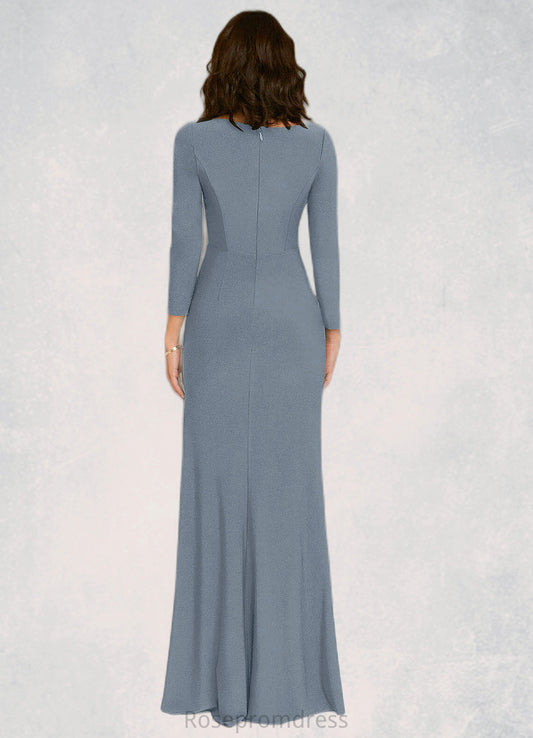 Quinn Sheath Long Sleeve Luxe Knit Floor-Length Dress dusty blue SRSP0022741