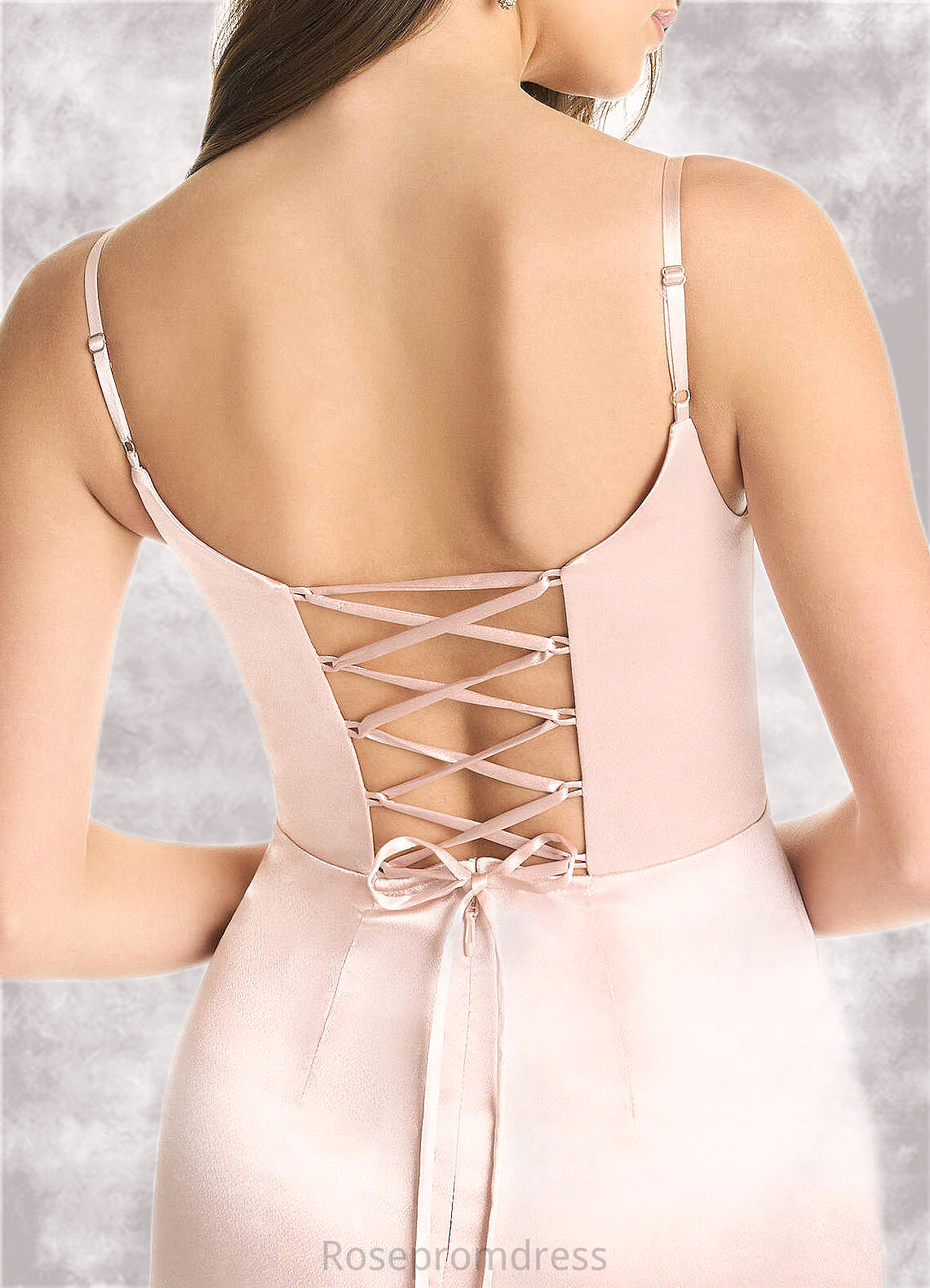 Savanna Sheath Corset Metallic Satin Floor-Length Dress Rose Gold SRSP0022746