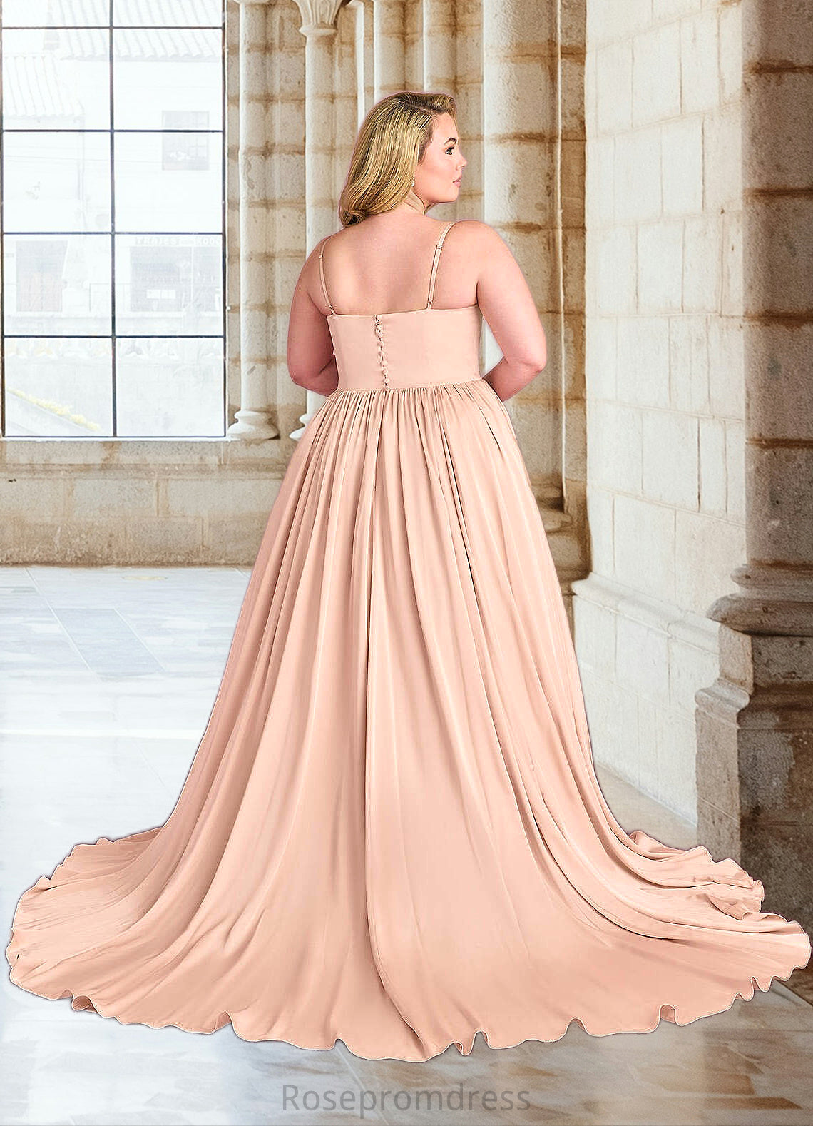 Reina Beaded Sweetheart Cowl Dropwaist Stretch Satin Ball Gown English Rose SRSP0022753
