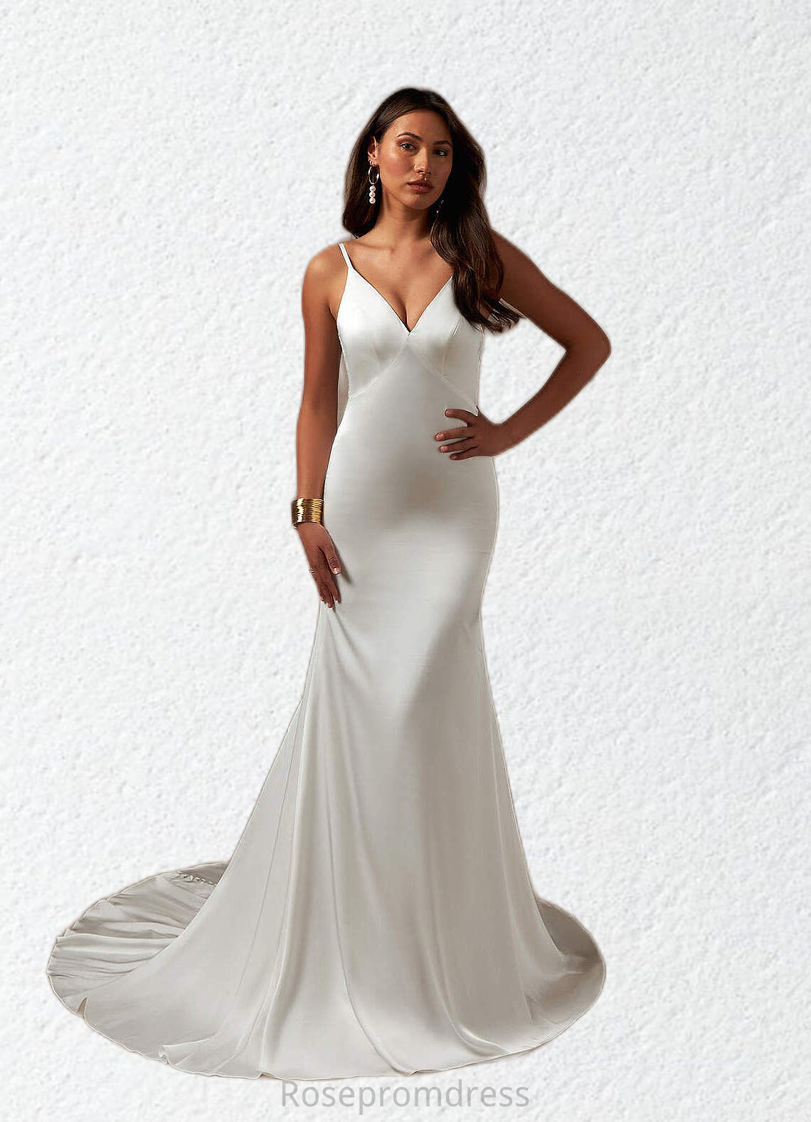 Parker Mermaid Lace Stretch Satin Chapel Train Dress Diamond White SRSP0022766