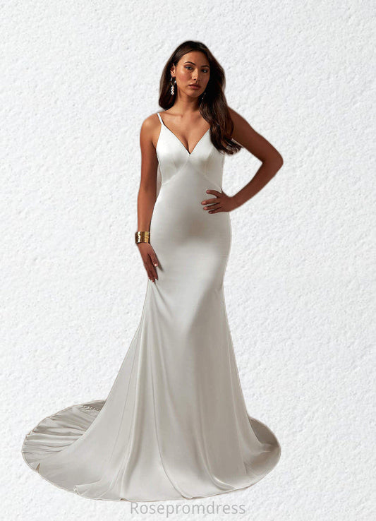 Parker Mermaid Lace Stretch Satin Chapel Train Dress Diamond White SRSP0022766