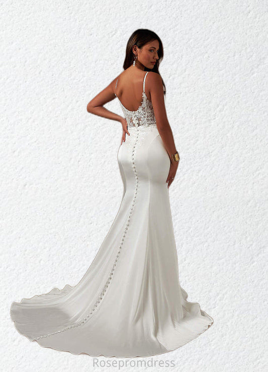 Parker Mermaid Lace Stretch Satin Chapel Train Dress Diamond White SRSP0022766