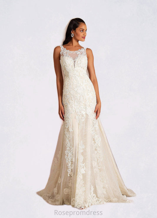 Princess Mermaid Sequins Tulle Cathedral Train Dress Diamond White/Champagne SRSP0022778