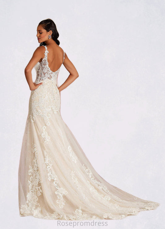 Princess Mermaid Sequins Tulle Cathedral Train Dress Diamond White/Champagne SRSP0022778