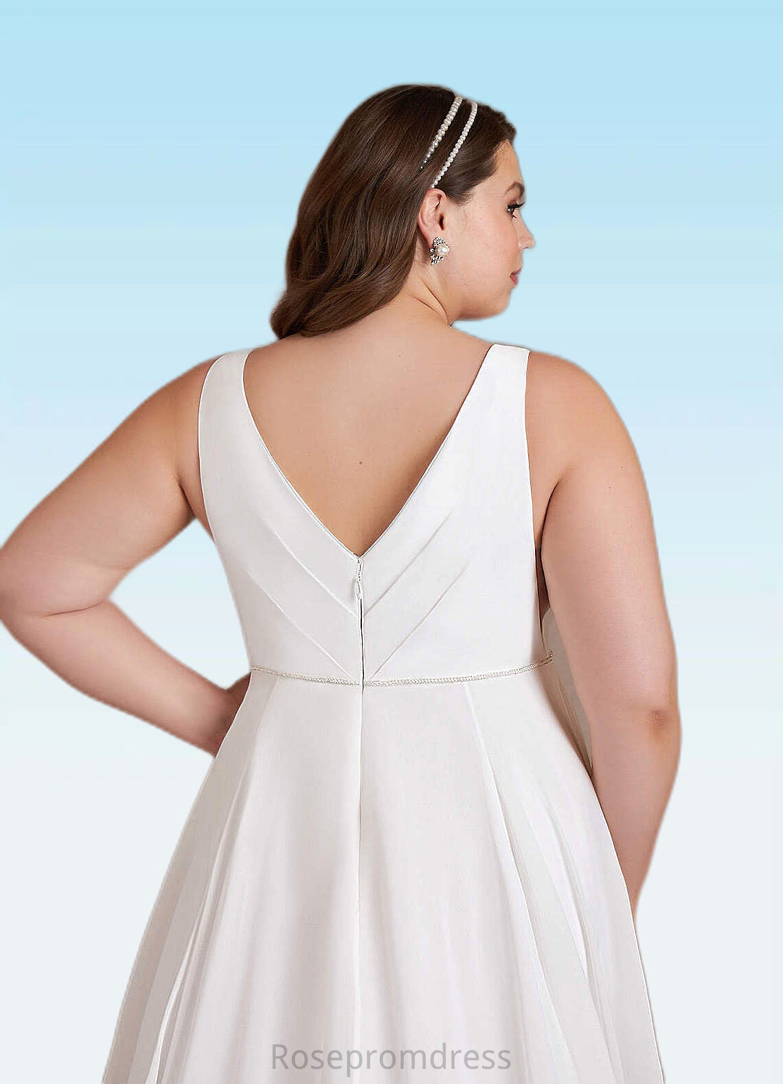 Cecilia A-Line Pleated Chiffon Chapel Train Dress Diamond White SRSP0022786